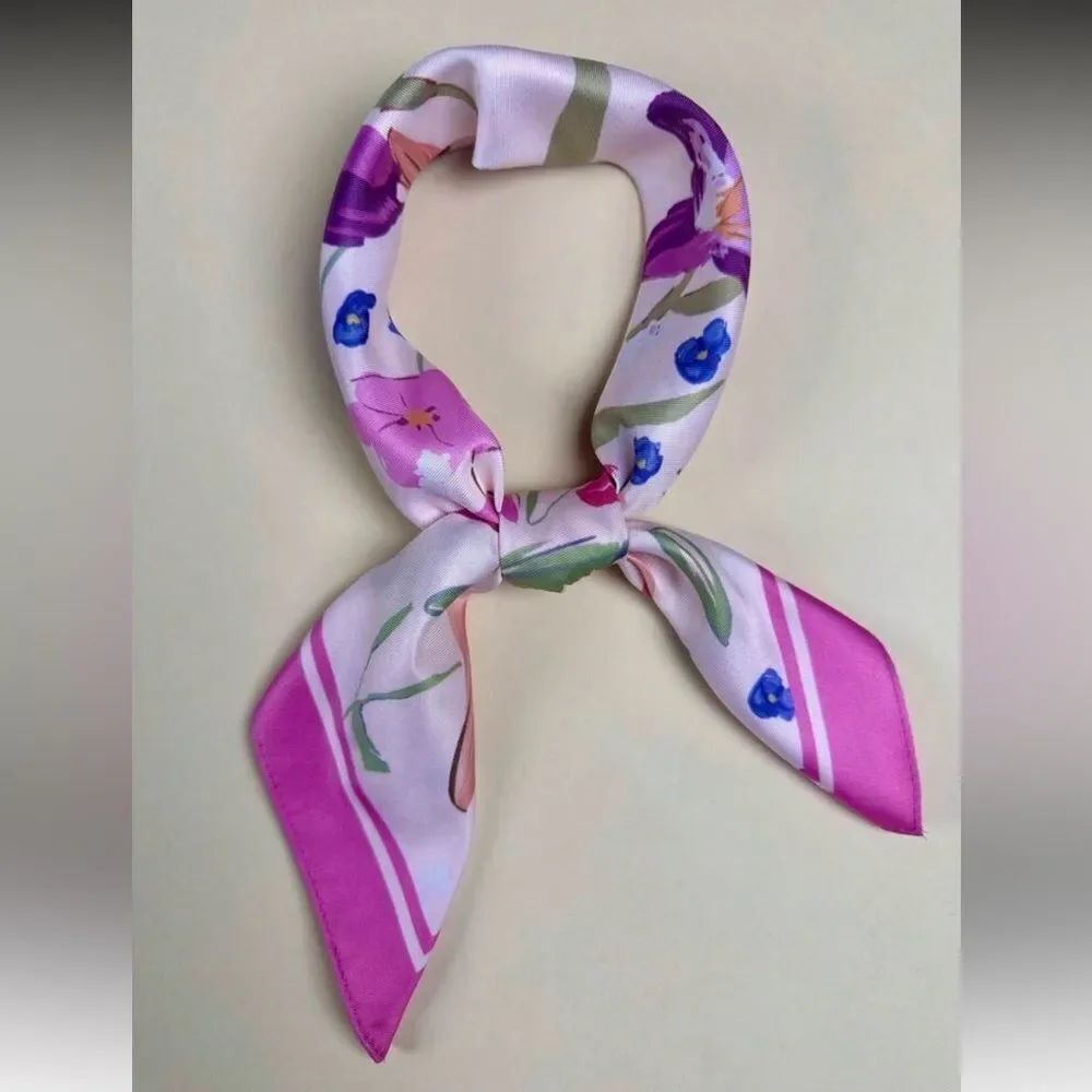 Floral Pink Square Scarf N1394